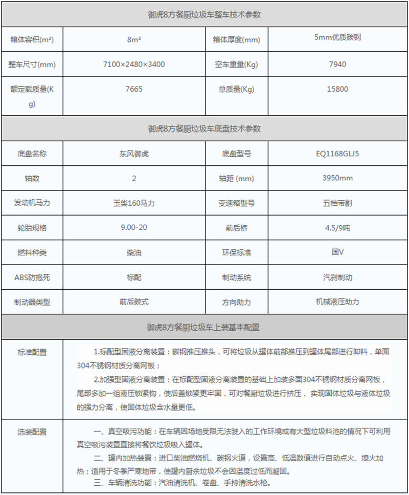 餐廚垃圾車參數(shù)